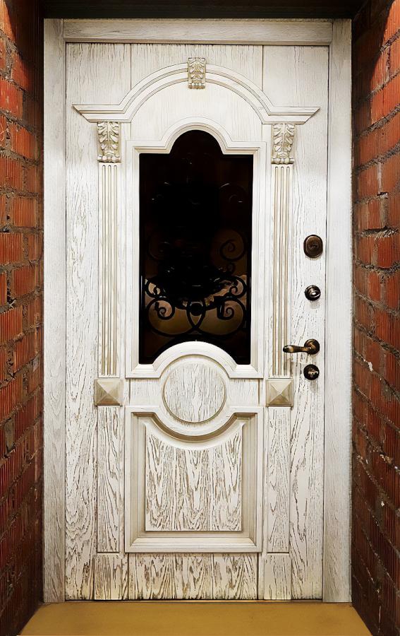 Термодверь с патиной и резьбой Термодверь с патиной и резьбой