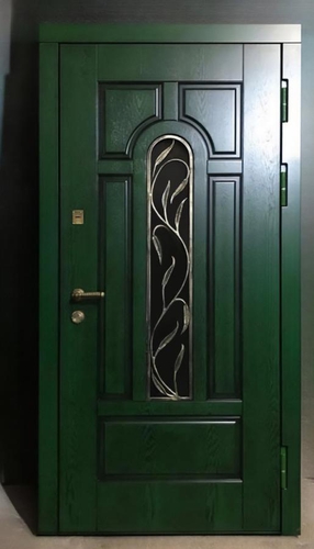 Дверь зеленого цвета с остеклением Дверь зеленого цвета с остеклением