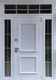 Входная группа с терморазрывом и остеклением (белый порошковый окрас + металлобагет)