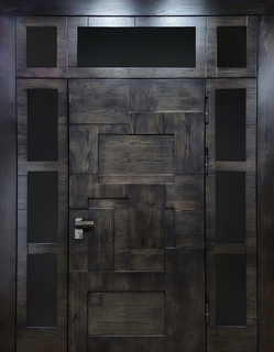 Входная группа со стеклопакетами и терморазрывом (панели МДФ со шпонированием) Входная группа со стеклопакетами и терморазрывом (панели МДФ со шпонированием)