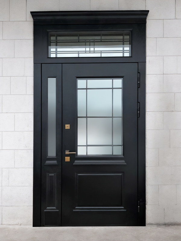 Черная дверь с остеклением Черная дверь с остеклением