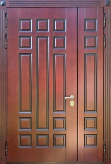 Полуторная стальная термодверь со шпонированными панелями МДФ Полуторная стальная термодверь со шпонированными панелями МДФ