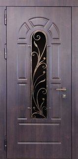 Металлическая термодверь с остеклением и ковкой (отделка МДФ ПВХ)