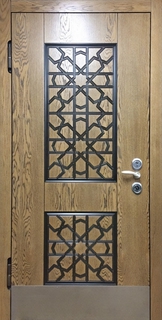 Металлическая термодверь с отбойником и фрезерованными плитами МДФ шпон