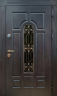 Стальная термодверь с остеклением и решеткой (панели МДФ)