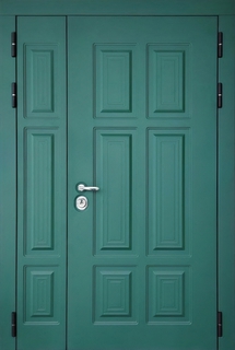 Входная полуторная термодверь с зелеными плитами МДФ RAL Входная полуторная термодверь с зелеными плитами МДФ RAL